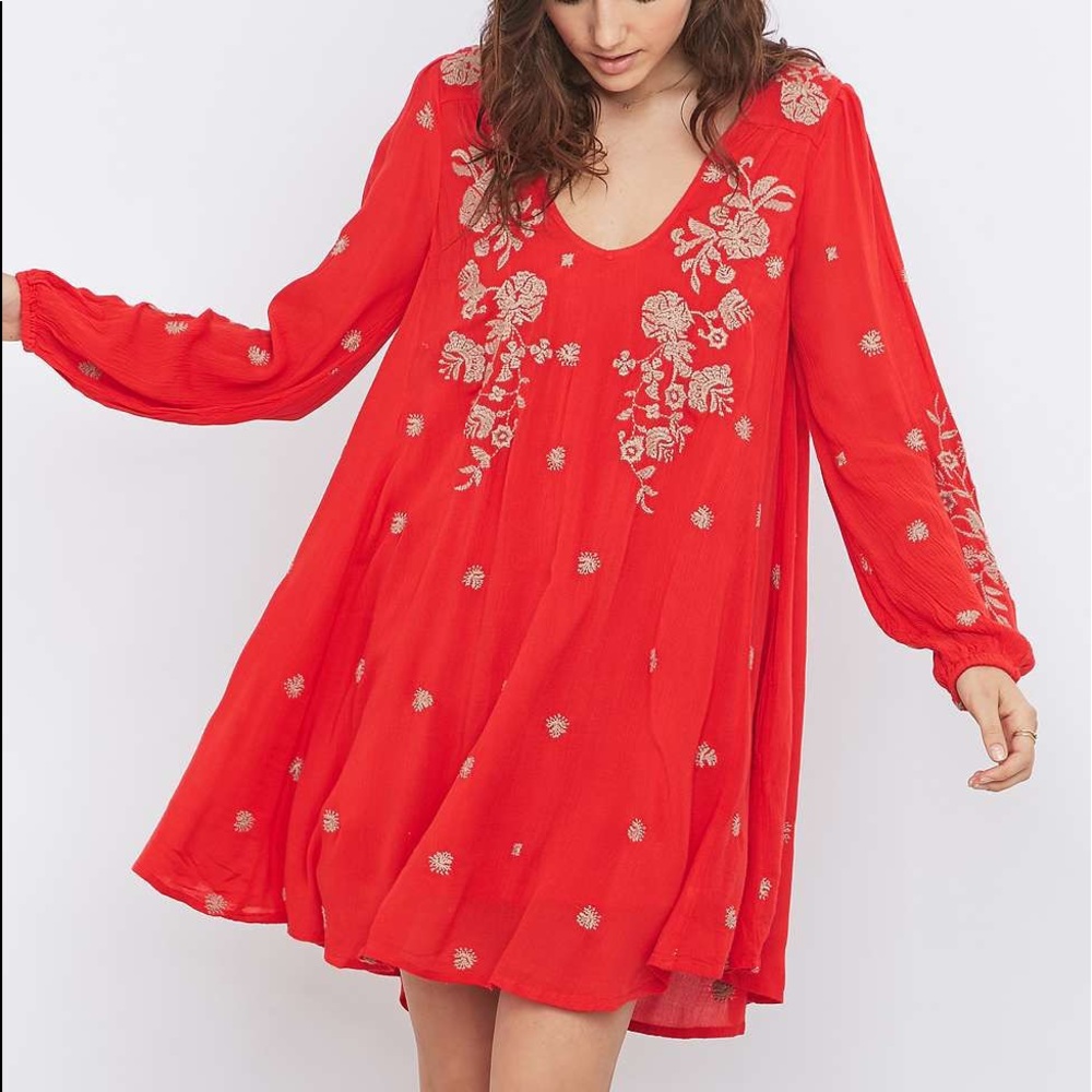 Free People Sweet Tennessee Embroidered Mini Dress
